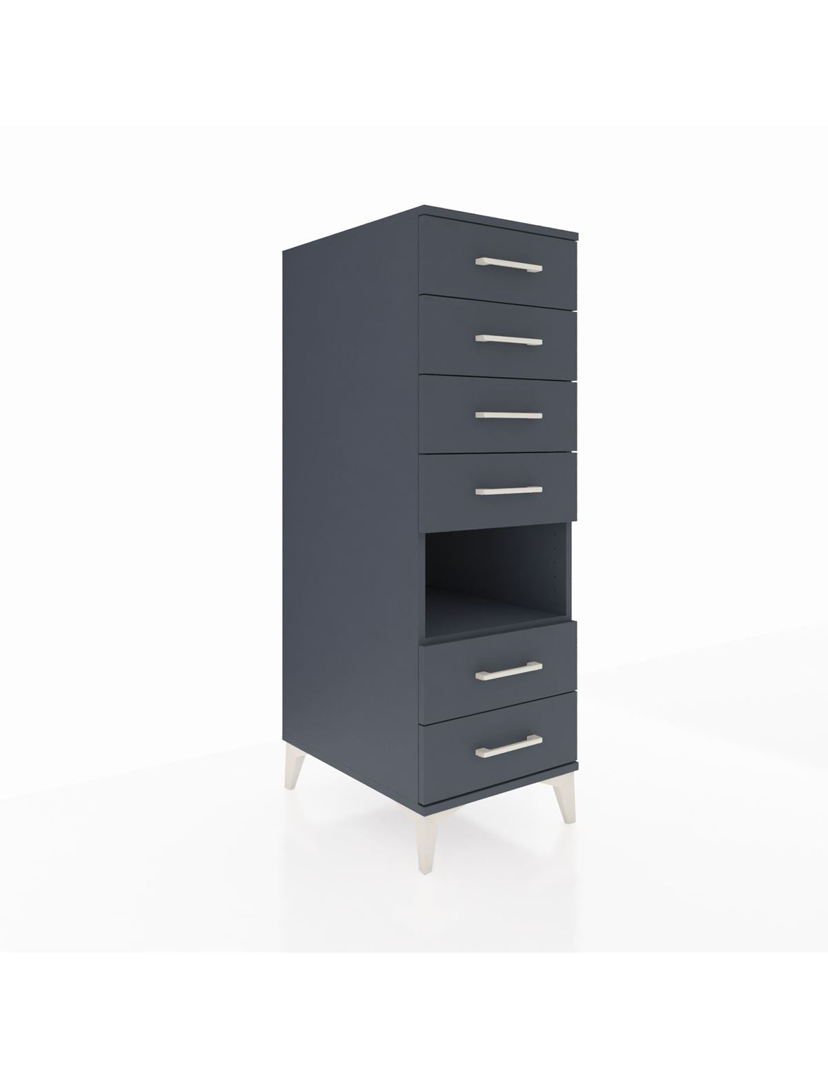 Kronos Dolap Tek Raflı 6 Çekmeceli 44x59x134 Antrasit-Antrasit