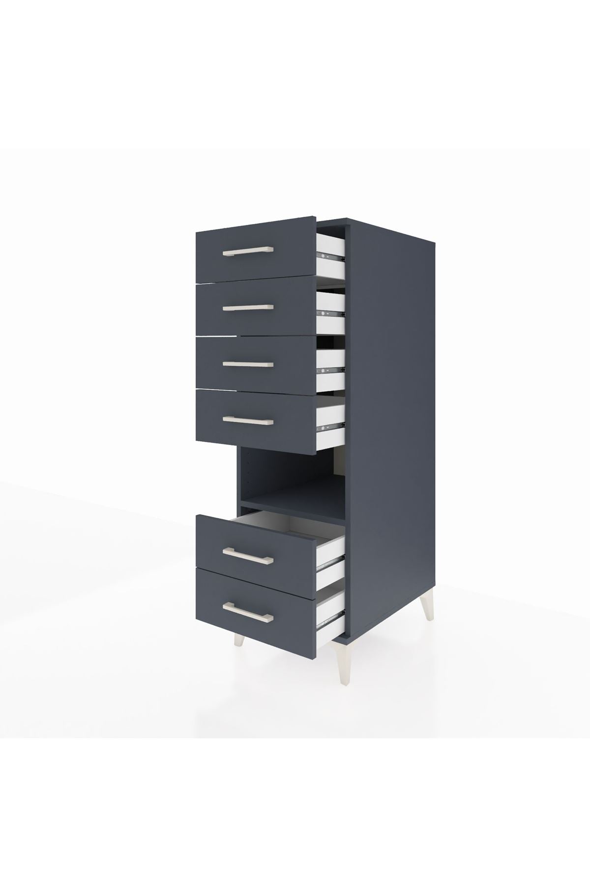 Kronos Dolap Tek Raflı 6 Çekmeceli 44x59x134 Antrasit-Antrasit