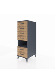 Kronos Dolap Tek Raflı 6 Çekmeceli 44x59x134 Antrasit-Çam