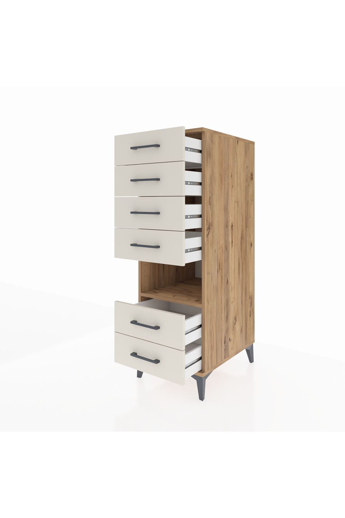 Kronos Dolap Tek Raflı 6 Çekmeceli 44x59x134 Çam-Aytaşı