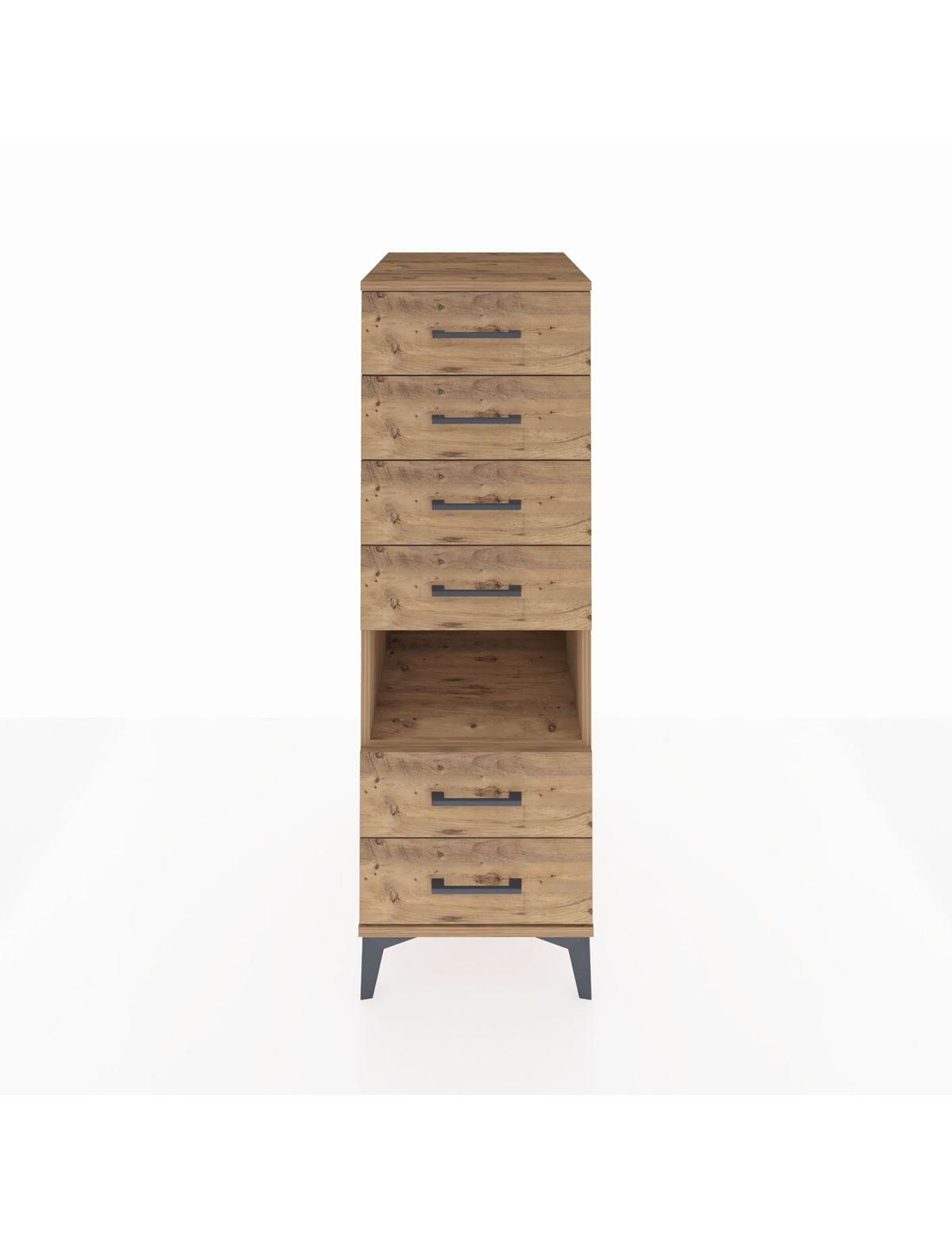 Kronos Dolap Tek Raflı 6 Çekmeceli 44x59x134 Çam-Çam