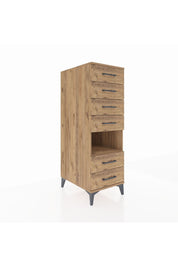 Kronos Dolap Tek Raflı 6 Çekmeceli 44x59x134 Çam-Çam