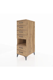 Kronos Dolap Tek Raflı 6 Çekmeceli 44x59x134 Çam-Çam