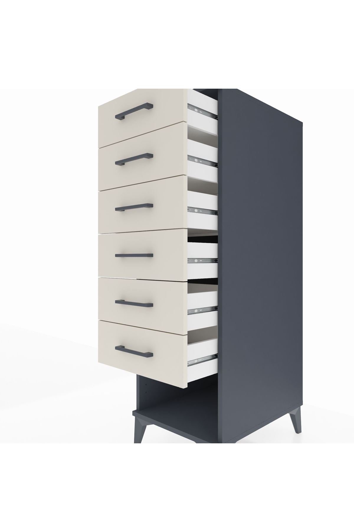 Kronos Dolap 6 Çekmeceli 44x59x134 Antrasit-Aytaşı