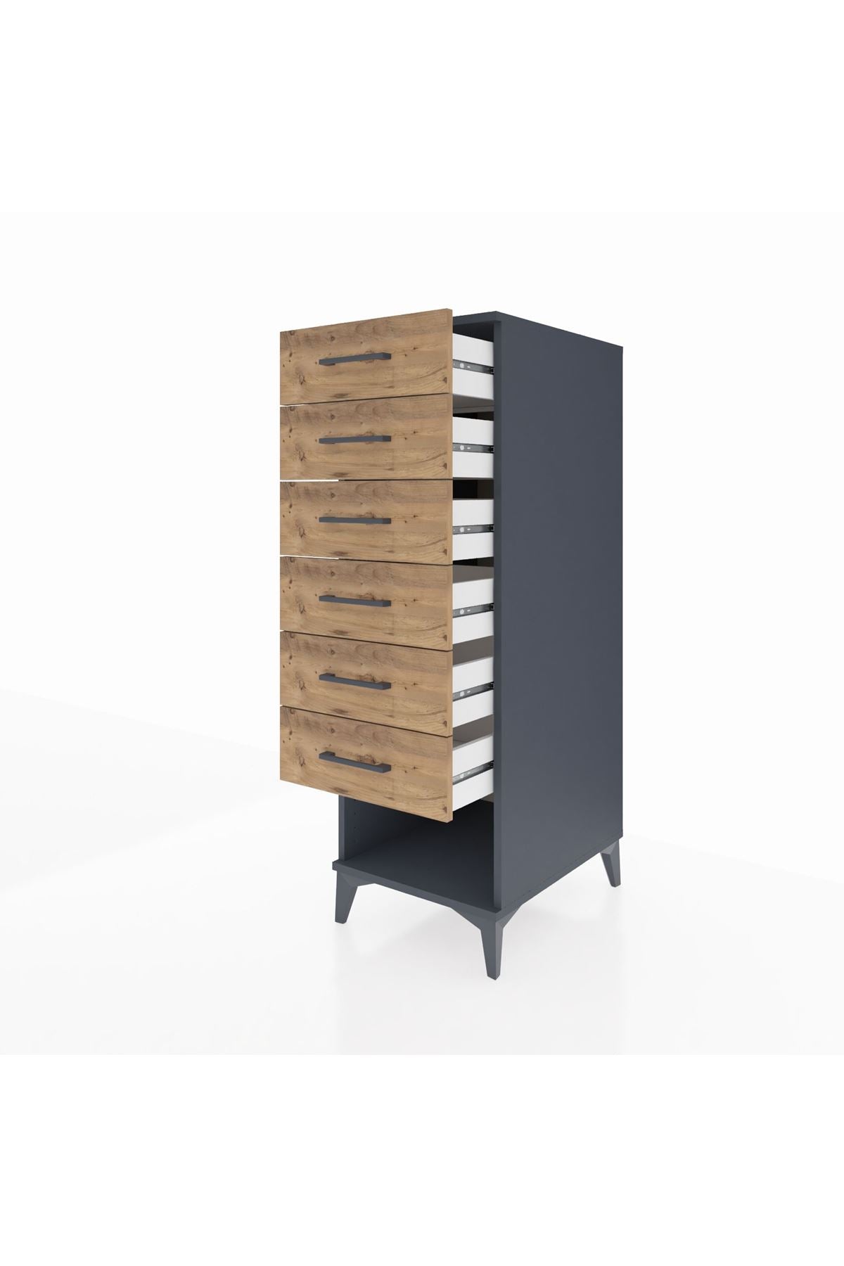 Kronos Dolap 6 Çekmeceli 44x59x134 Antrasit-Çam