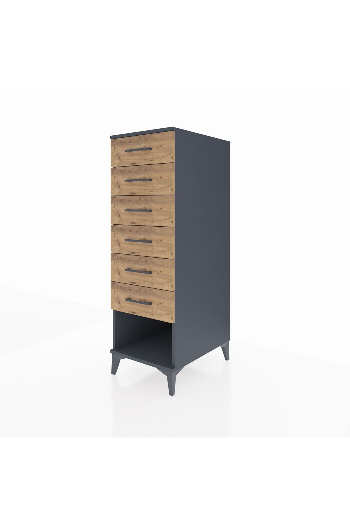 Kronos Dolap 6 Çekmeceli 44x59x134 Antrasit-Çam