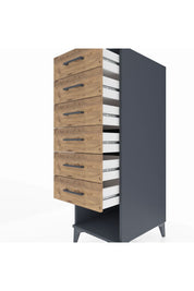 Kronos Dolap 6 Çekmeceli 44x59x134 Antrasit-Çam