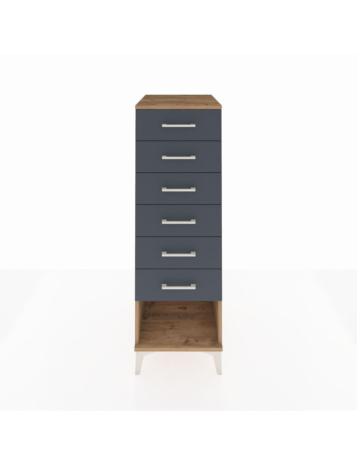 Kronos Dolap 6 Çekmeceli 44x59x134 Çam-Antrasit