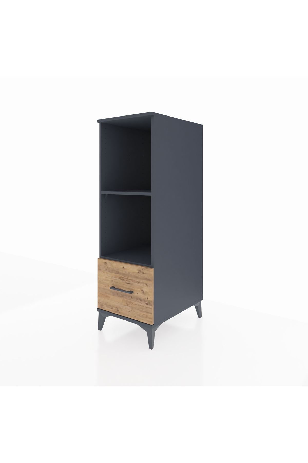 Kronos Dolap 2 Raflı Tek Çekmeceli 44x59x134 Antrasit-Çam