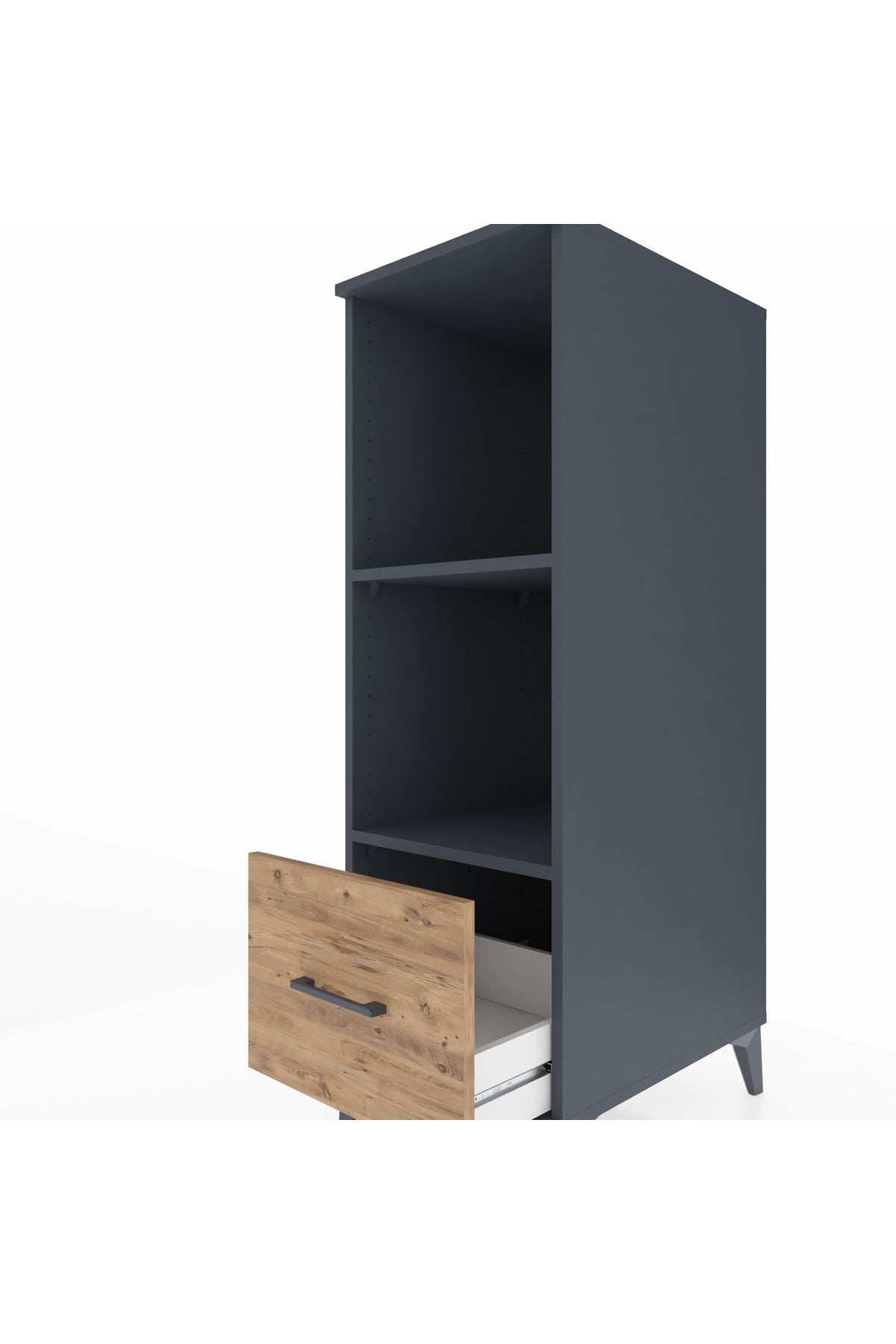 Kronos Dolap 2 Raflı Tek Çekmeceli 44x59x134 Antrasit-Çam