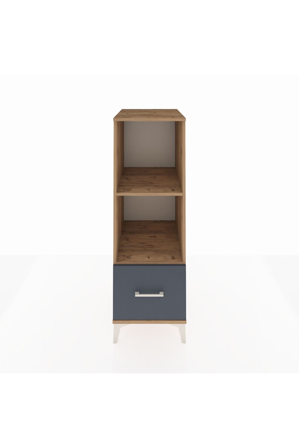 Kronos Dolap 2 Raflı Tek Çekmeceli 44x59x134 Çam-Antrasit