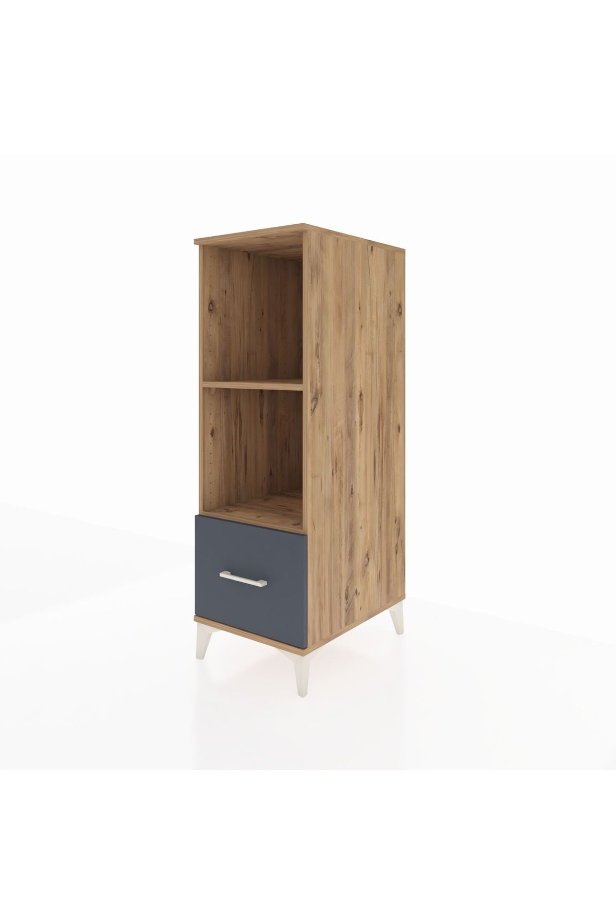 Kronos Dolap 2 Raflı Tek Çekmeceli 44x59x134 Çam-Antrasit