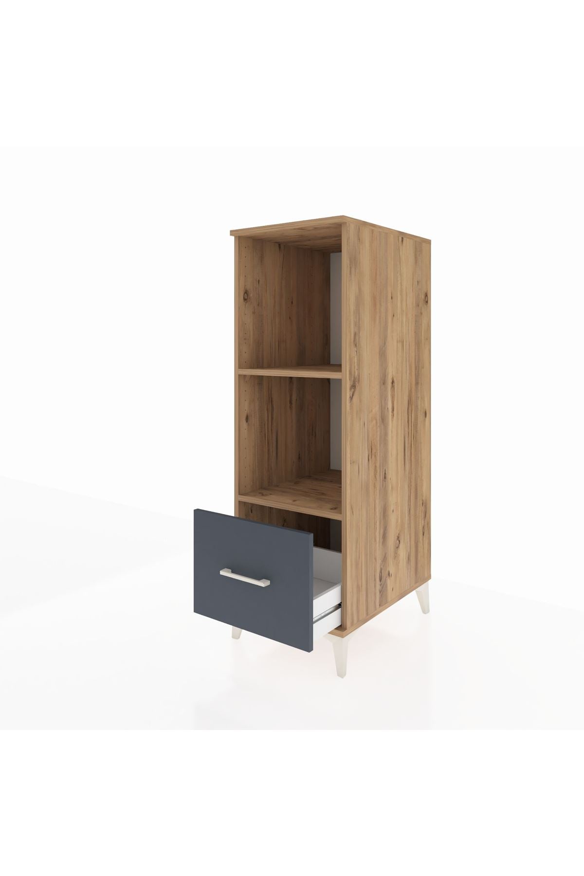 Kronos Dolap 2 Raflı Tek Çekmeceli 44x59x134 Çam-Antrasit