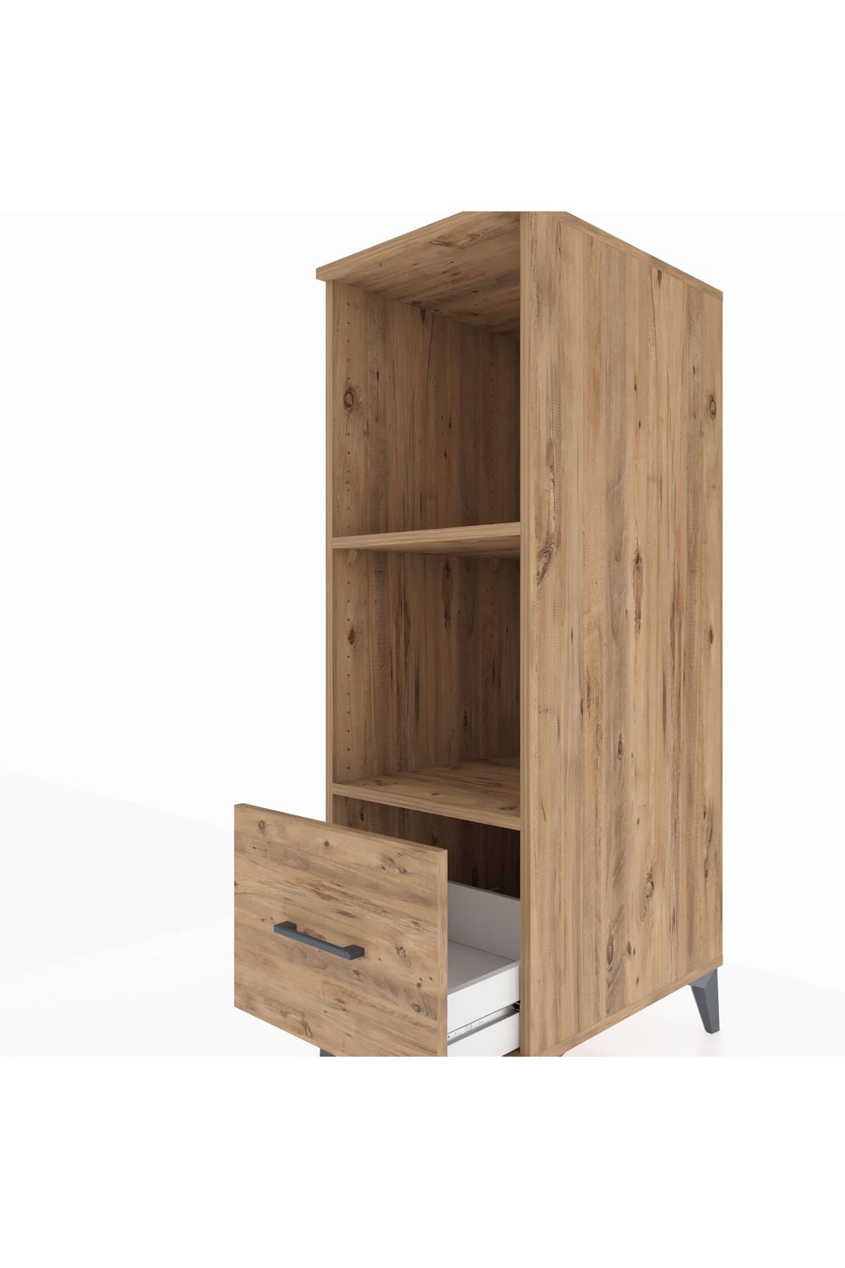 Kronos Dolap 2 Raflı Tek Çekmeceli 44x59x134 Çam-Çam