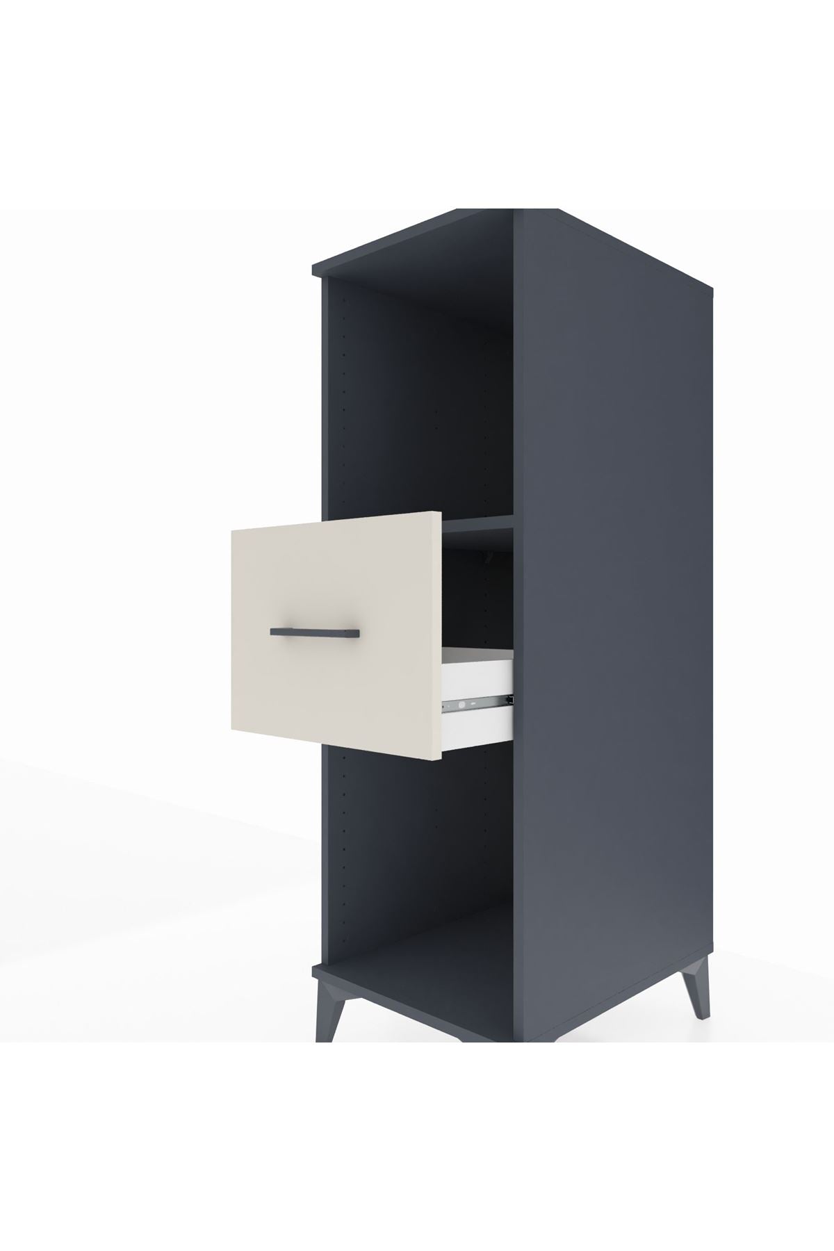 Kronos Dolap Tek Raflı Tek Çekmeceli 44x59x134 Antrasit-Aytaşı