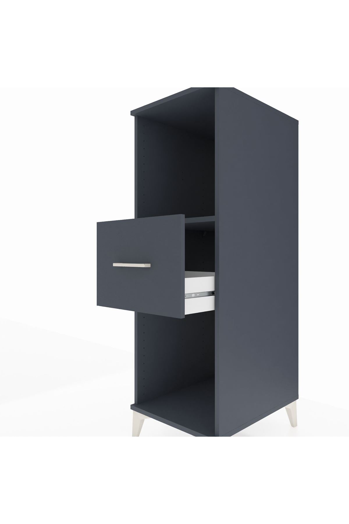 Kronos Dolap Tek Raflı Tek Çekmeceli 44x59x134 Antrasit-Antrasit