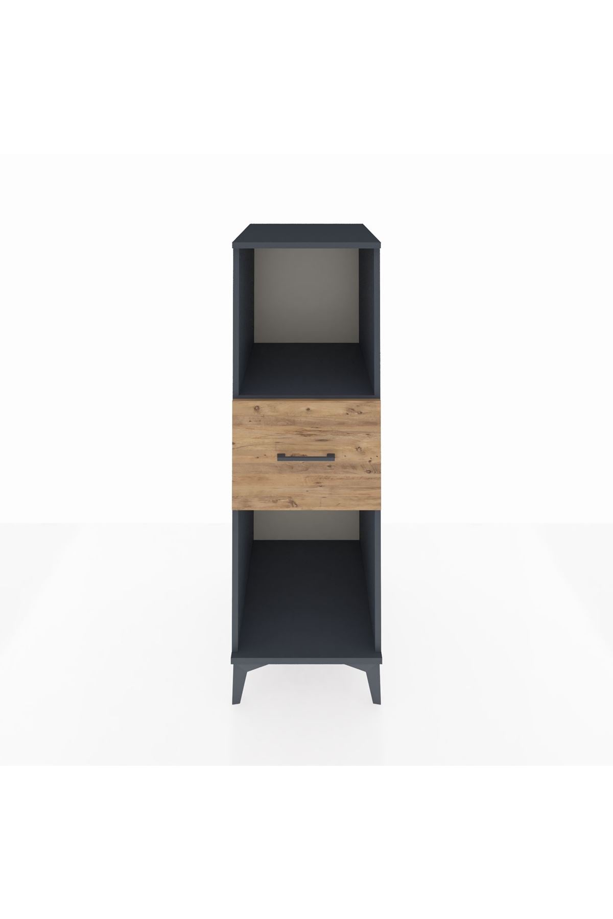 Kronos Dolap Tek Raflı Tek Çekmeceli 44x59x134 Antrasit-Çam