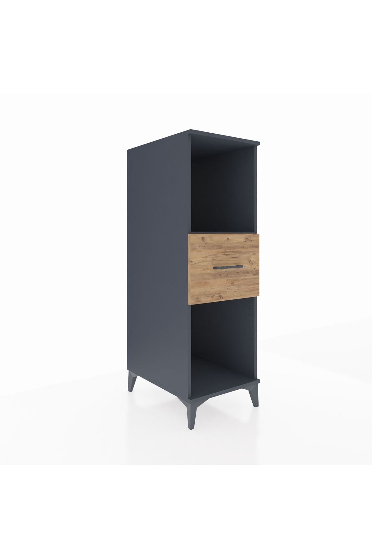 Kronos Dolap Tek Raflı Tek Çekmeceli 44x59x134 Antrasit-Çam