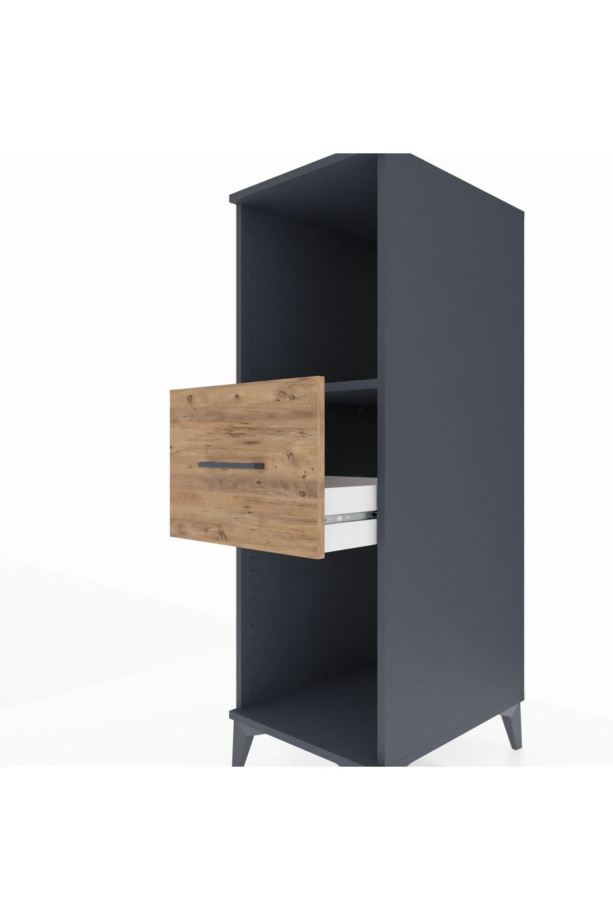 Kronos Dolap Tek Raflı Tek Çekmeceli 44x59x134 Antrasit-Çam