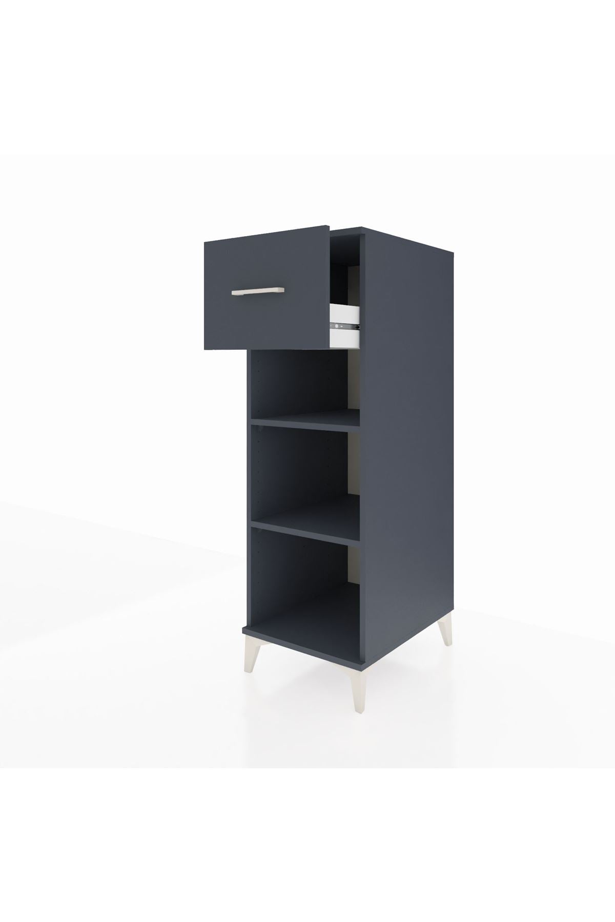 Kronos Dolap 2 Raflı Tek Çekmeceli 44x59x134 Antrasit-Antrasit