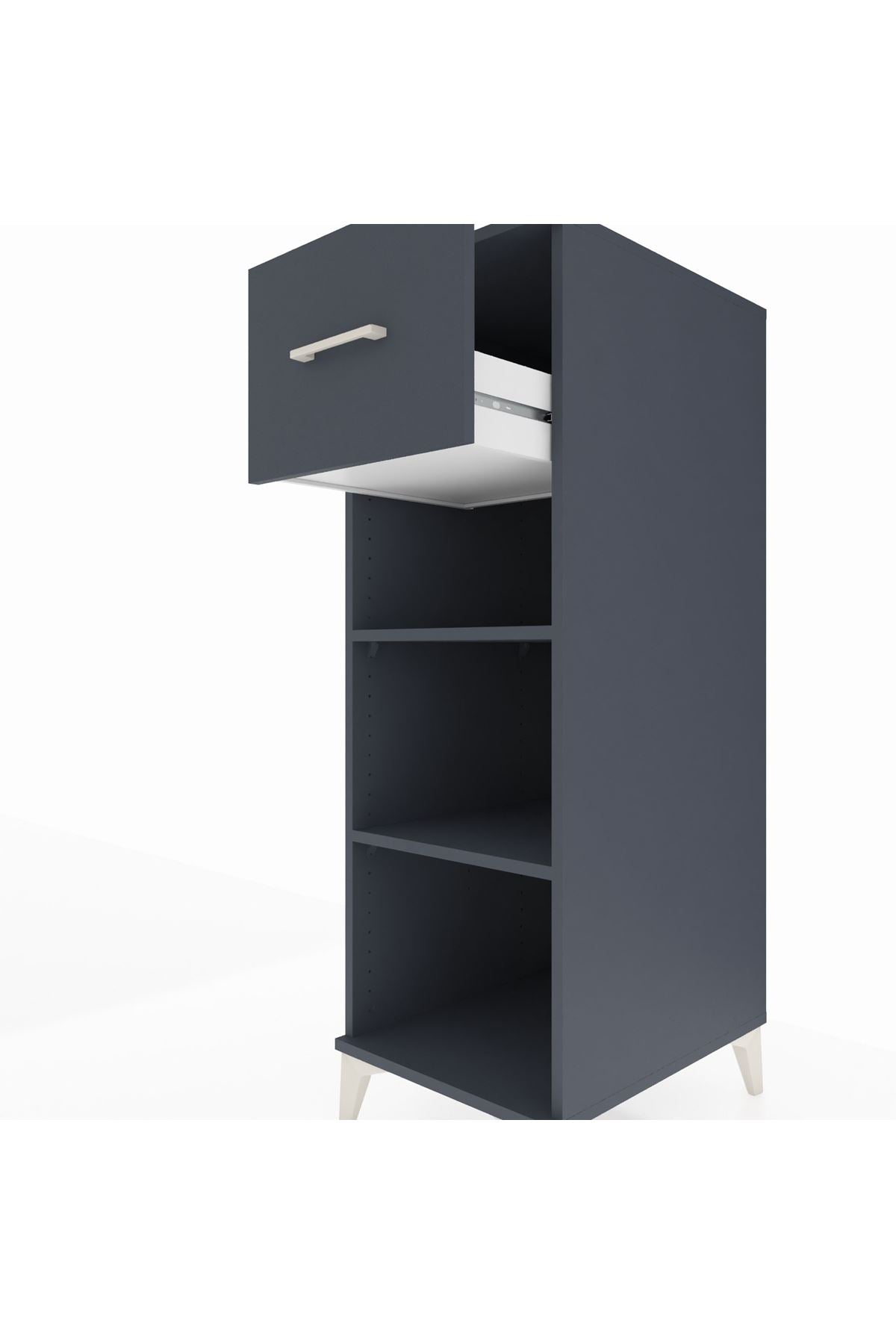 Kronos Dolap 2 Raflı Tek Çekmeceli 44x59x134 Antrasit-Antrasit