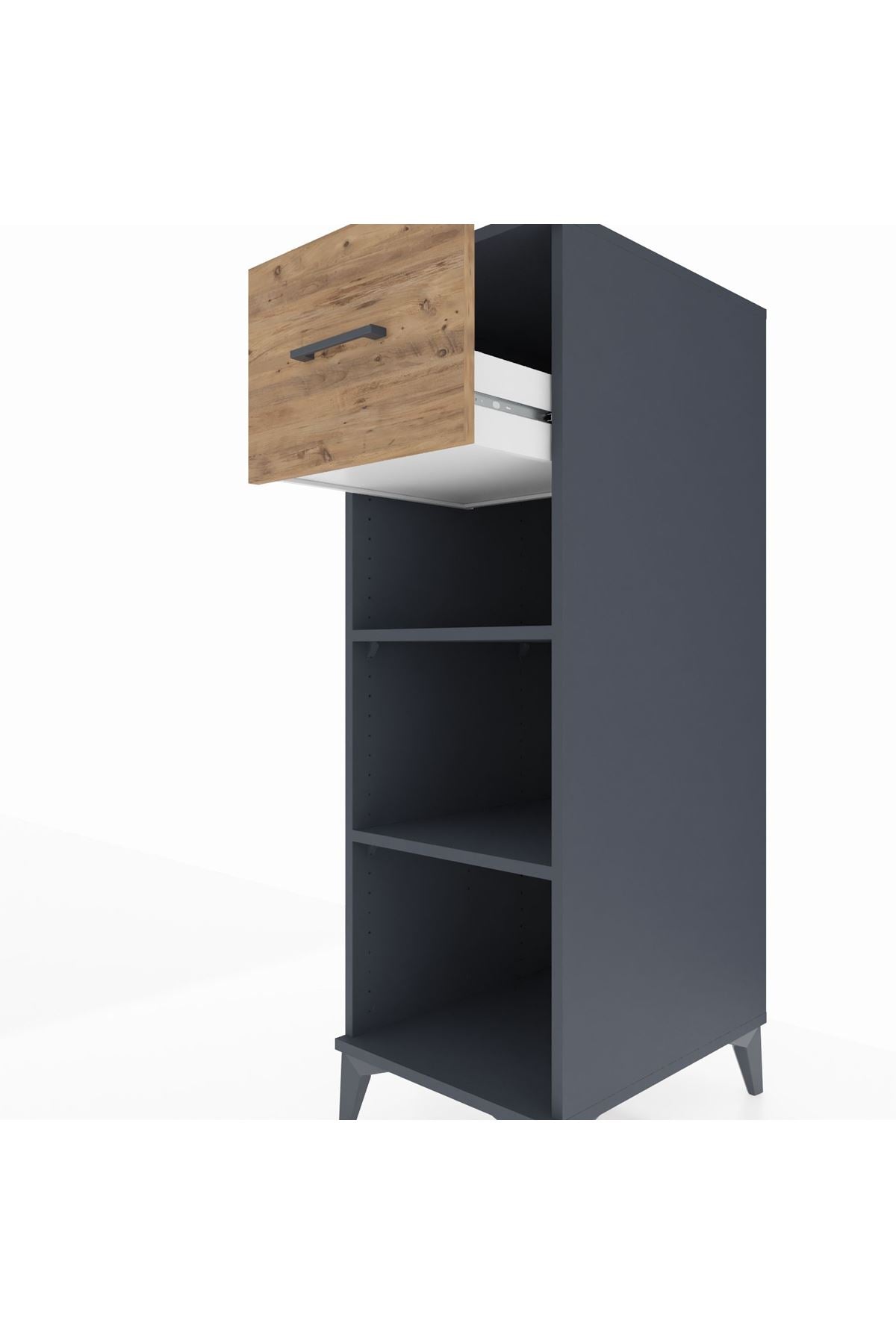 Kronos Dolap 2 Raflı Tek Çekmeceli 44x59x134 Antrasit-Çam