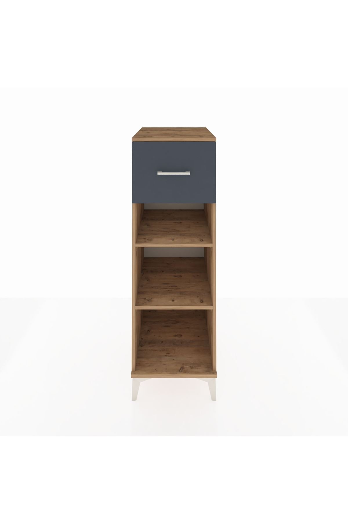 Kronos Dolap 2 Raflı Tek Çekmeceli 44x59x134 Çam-Antrasit