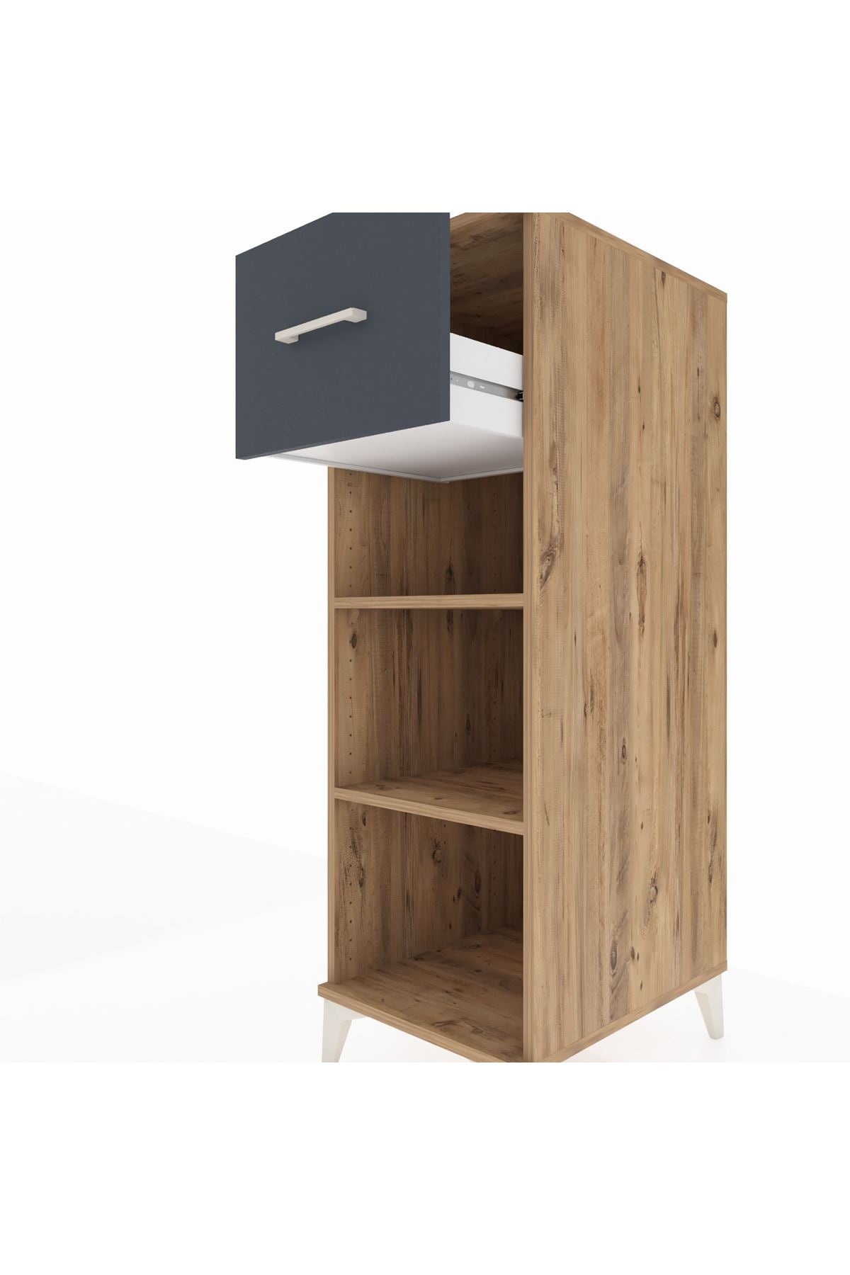 Kronos Dolap 2 Raflı Tek Çekmeceli 44x59x134 Çam-Antrasit