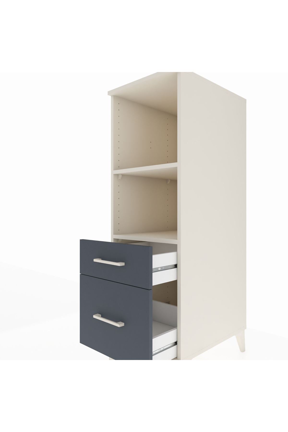 Kronos Dolap 2 Raflı 2 Çekmeceli 44x59x134 Aytaşı-Antrasit