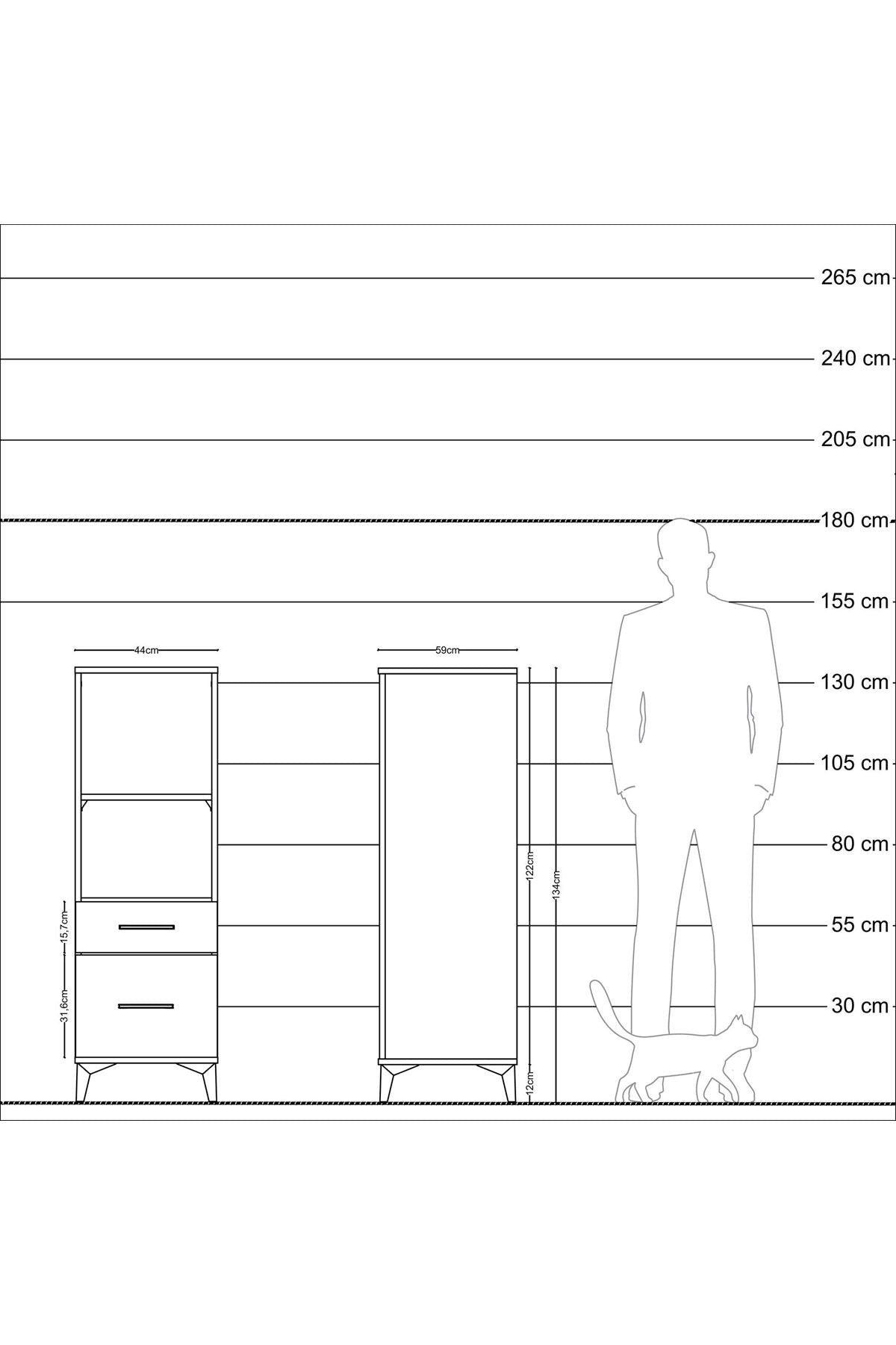 Kronos Dolap 2 Raflı 2 Çekmeceli 44x59x134 Aytaşı-Çam