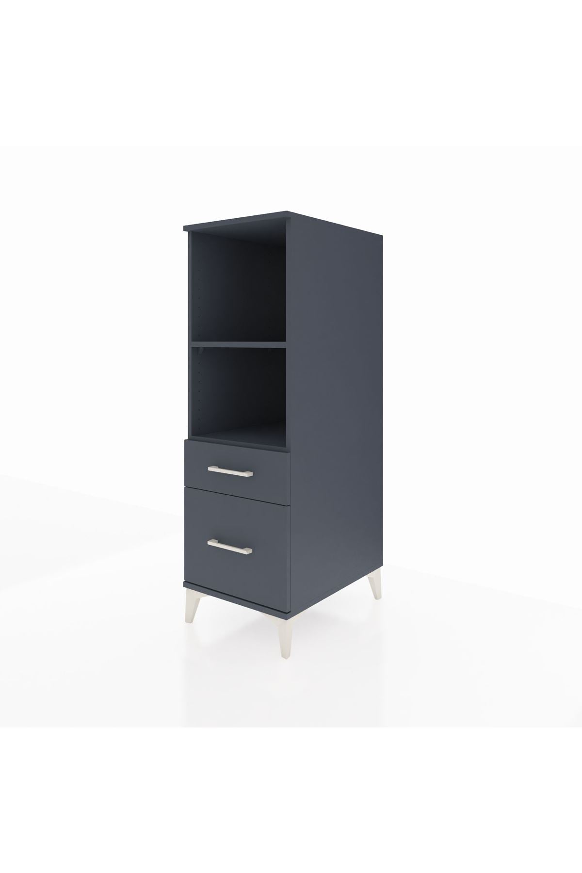 Kronos Dolap 2 Raflı 2 Çekmeceli 44x59x134 Antrasit-Antrasit