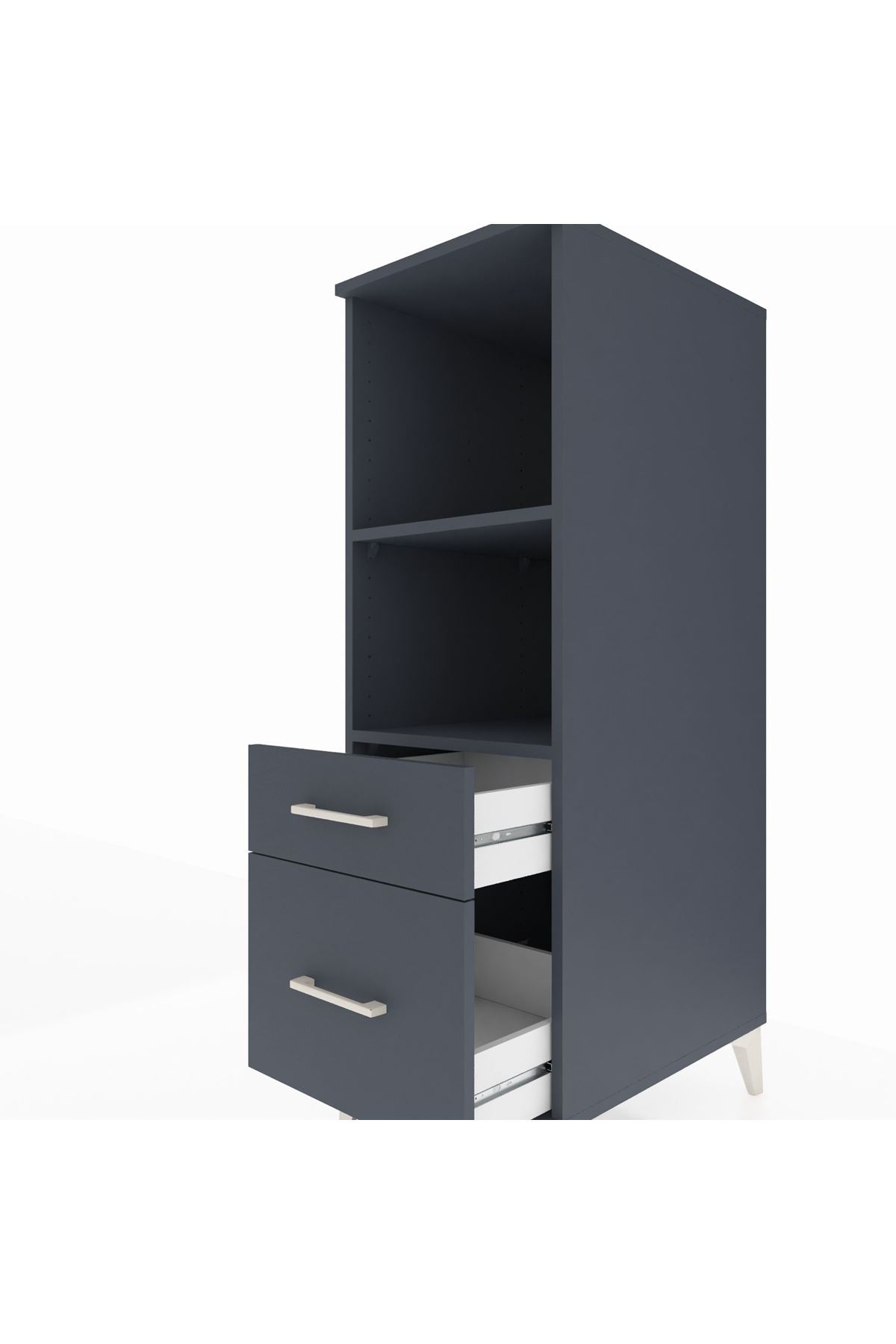 Kronos Dolap 2 Raflı 2 Çekmeceli 44x59x134 Antrasit-Antrasit