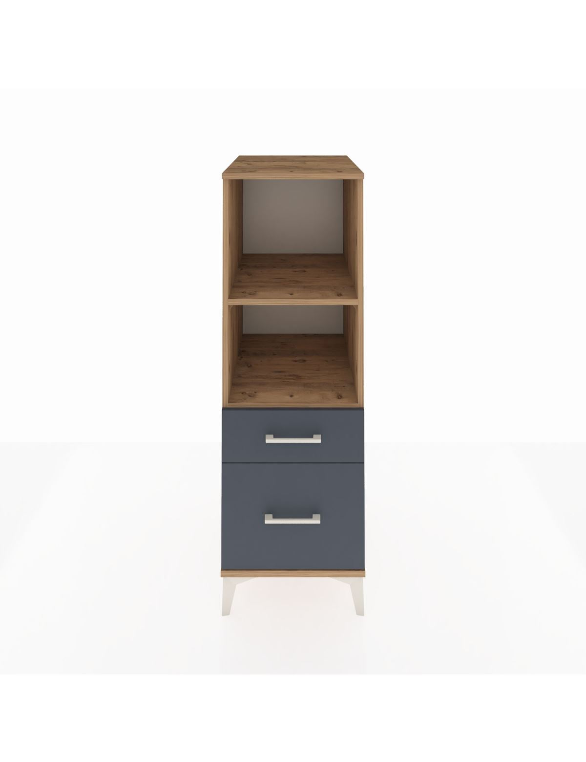 Kronos Dolap 2 Raflı 2 Çekmeceli 44x59x134 Çam-Antrasit