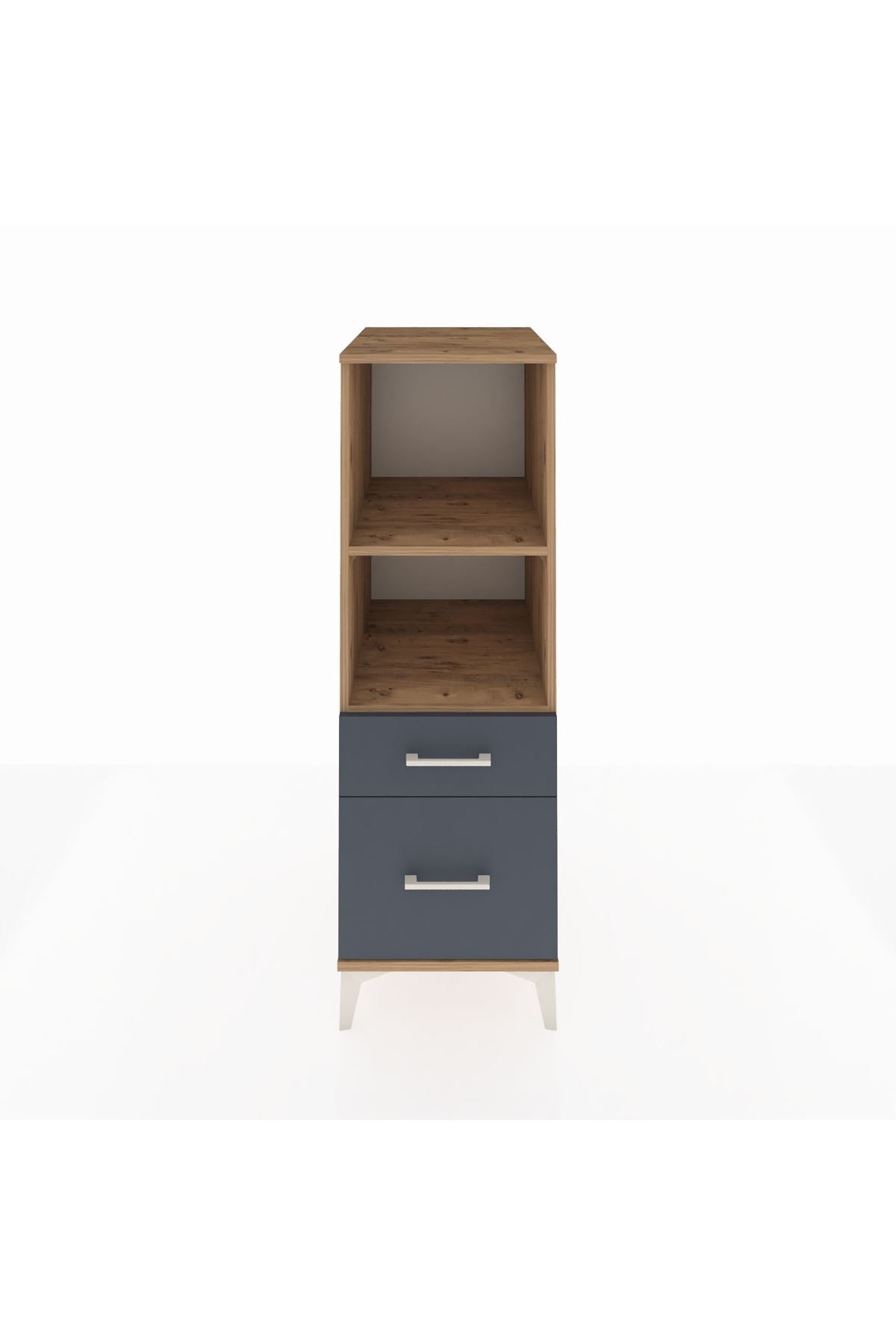 Kronos Dolap 2 Raflı 2 Çekmeceli 44x59x134 Çam-Antrasit