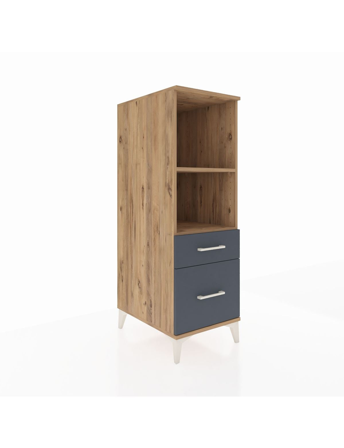 Kronos Dolap 2 Raflı 2 Çekmeceli 44x59x134 Çam-Antrasit