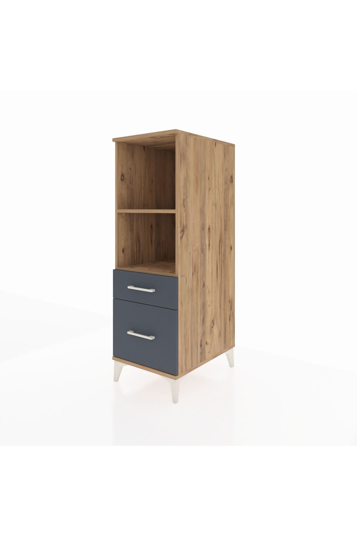 Kronos Dolap 2 Raflı 2 Çekmeceli 44x59x134 Çam-Antrasit