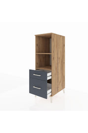 Kronos Dolap 2 Raflı 2 Çekmeceli 44x59x134 Çam-Antrasit