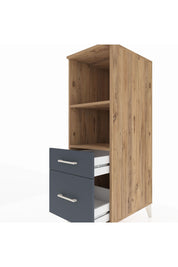 Kronos Dolap 2 Raflı 2 Çekmeceli 44x59x134 Çam-Antrasit