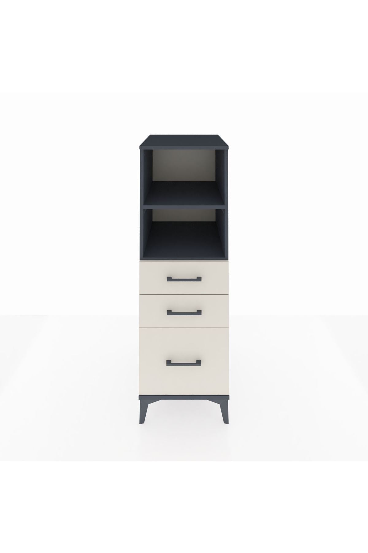 Kronos Dolap 2 Raflı 3 Çekmeceli 44x59x134 Antrasit-Aytaşı