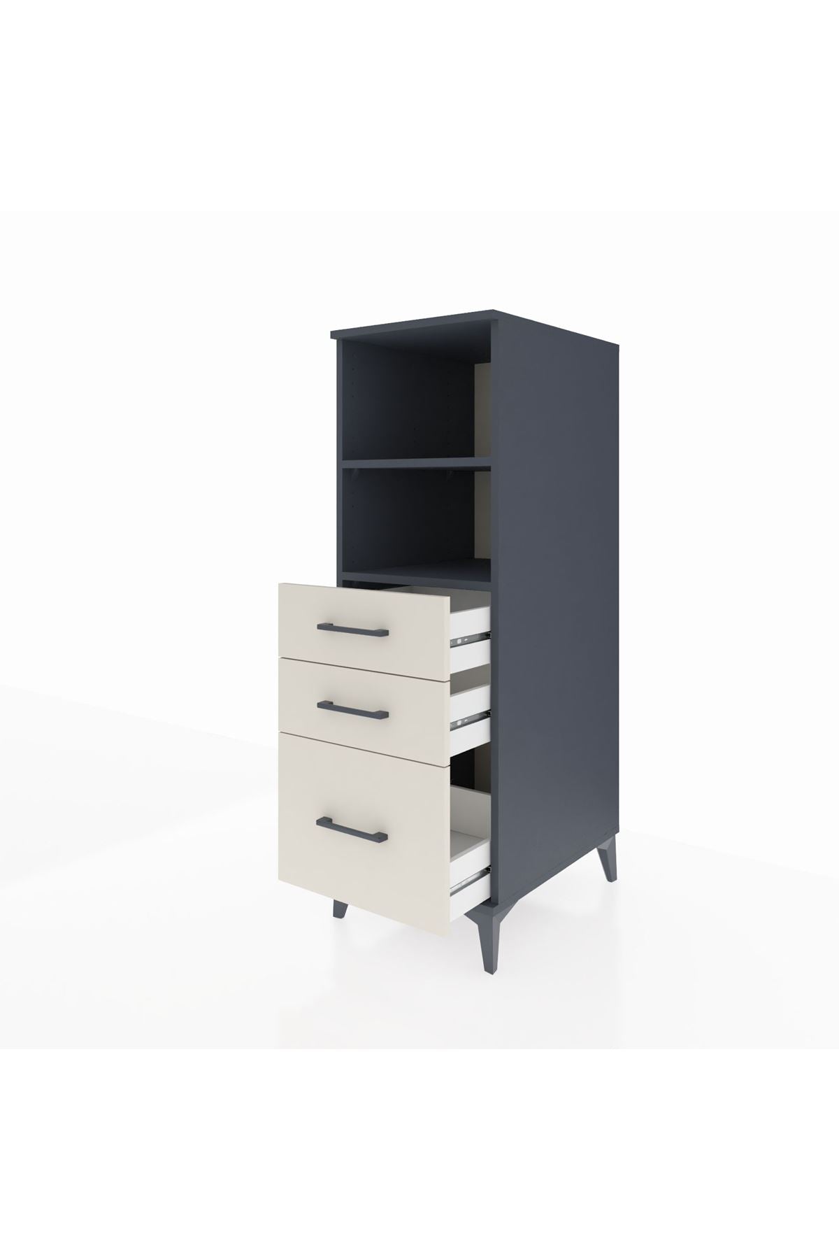 Kronos Dolap 2 Raflı 3 Çekmeceli 44x59x134 Antrasit-Aytaşı