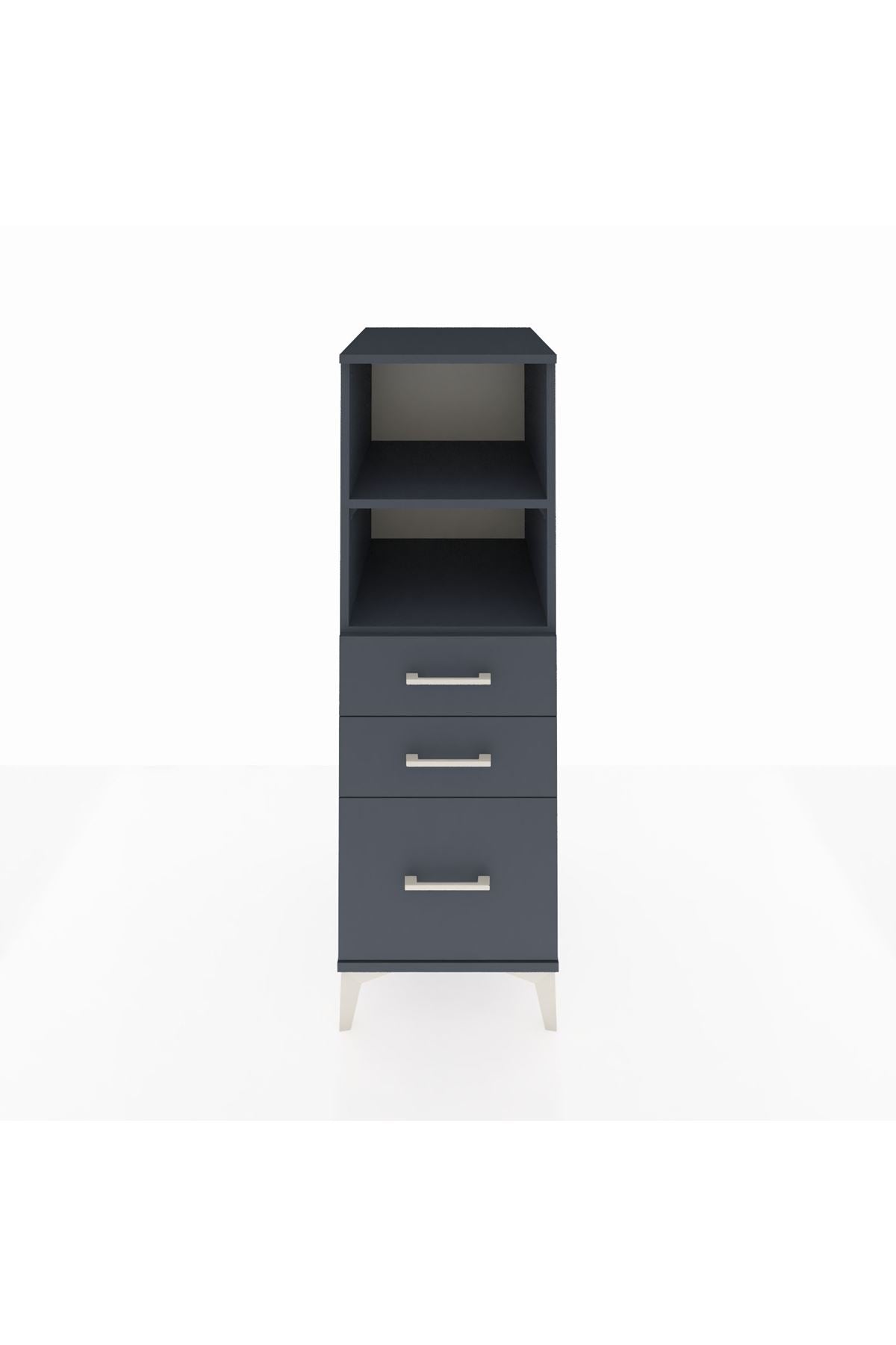 Kronos Dolap 2 Raflı 3 Çekmeceli 44x59x134 Antrasit-Antrasit