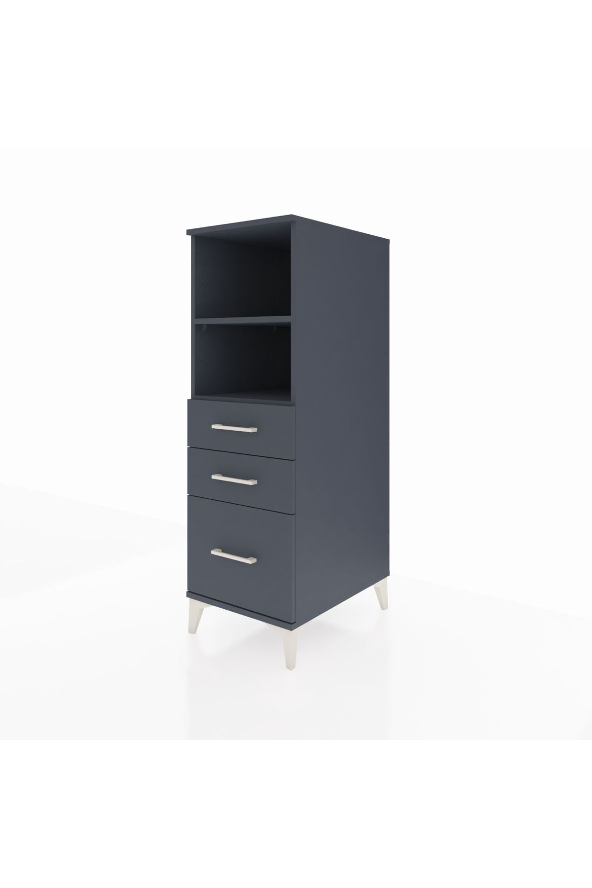 Kronos Dolap 2 Raflı 3 Çekmeceli 44x59x134 Antrasit-Antrasit