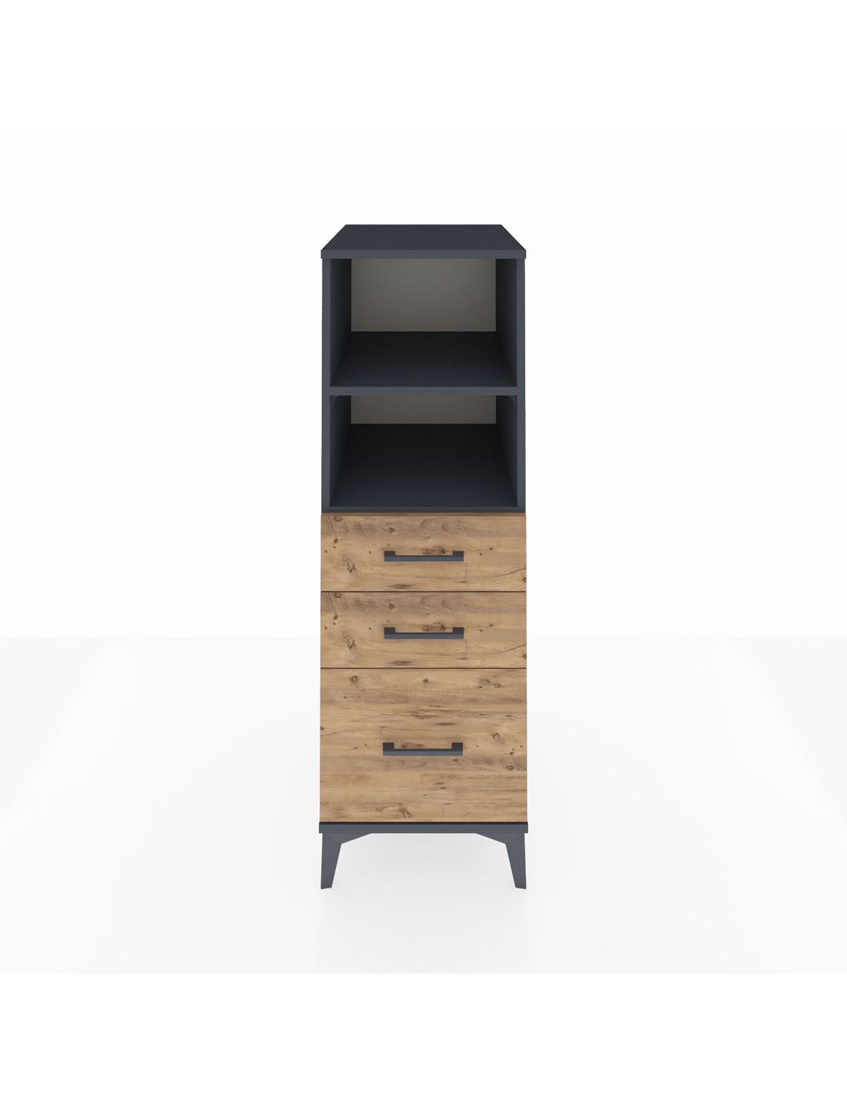 Kronos Dolap 2 Raflı 3 Çekmeceli 44x59x134 Antrasit-Çam