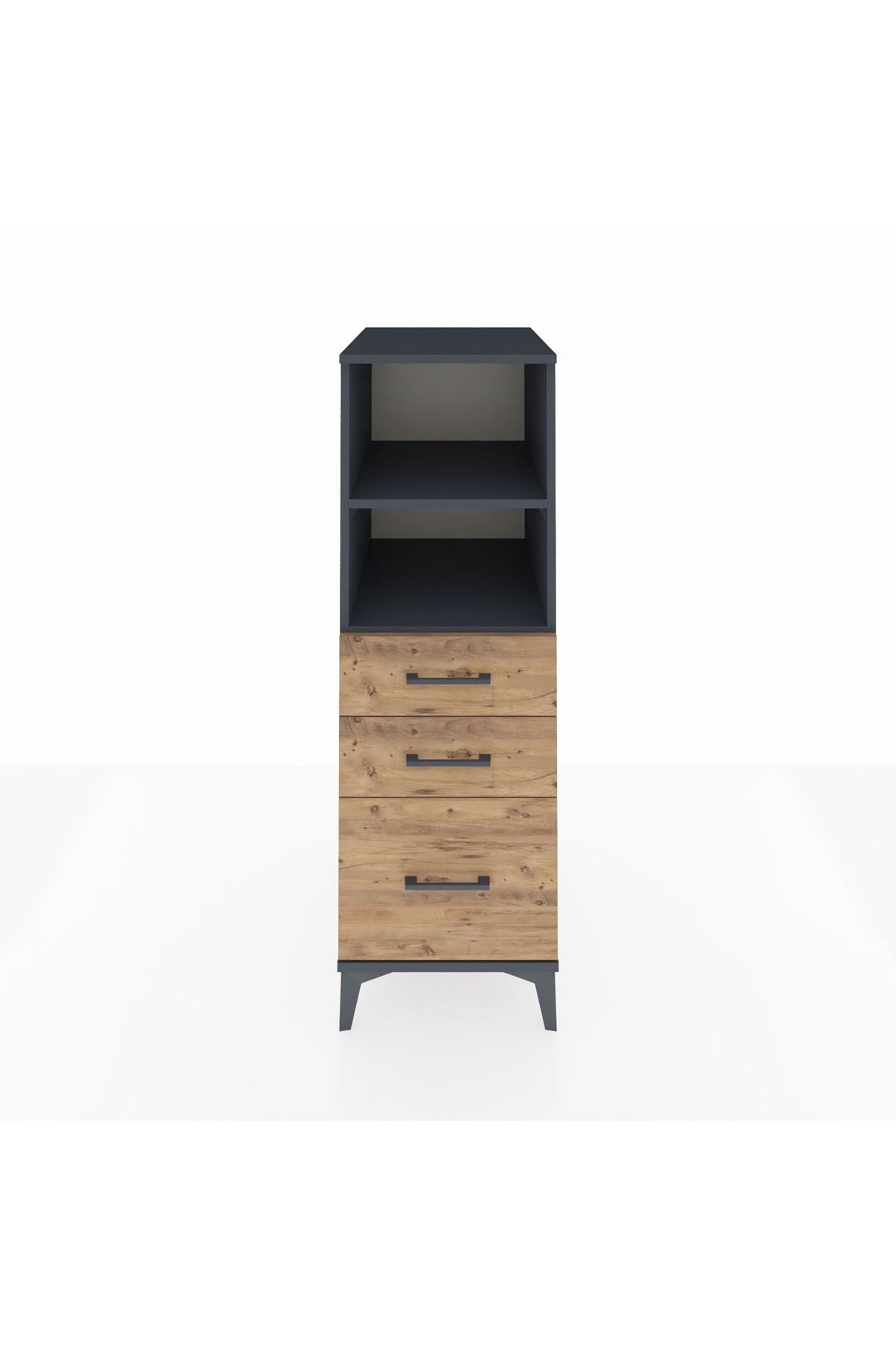 Kronos Dolap 2 Raflı 3 Çekmeceli 44x59x134 Antrasit-Çam