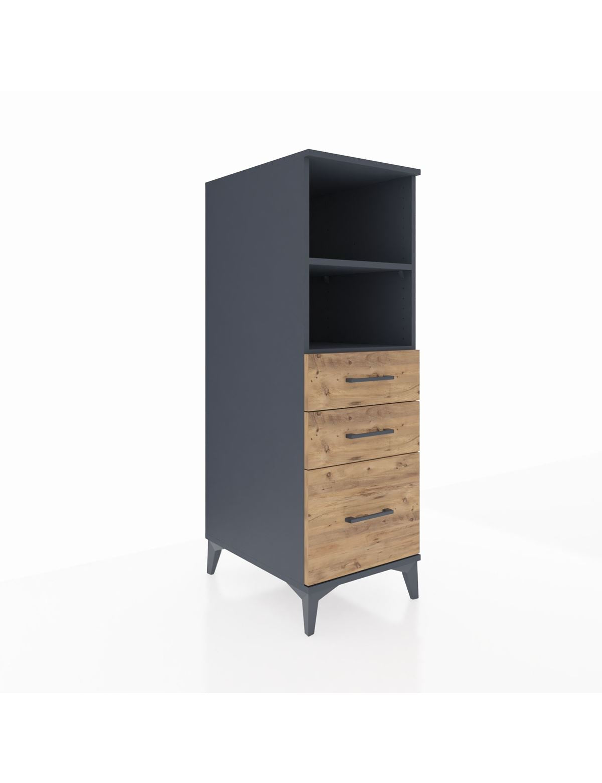 Kronos Dolap 2 Raflı 3 Çekmeceli 44x59x134 Antrasit-Çam