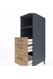 Kronos Dolap 2 Raflı 3 Çekmeceli 44x59x134 Antrasit-Çam