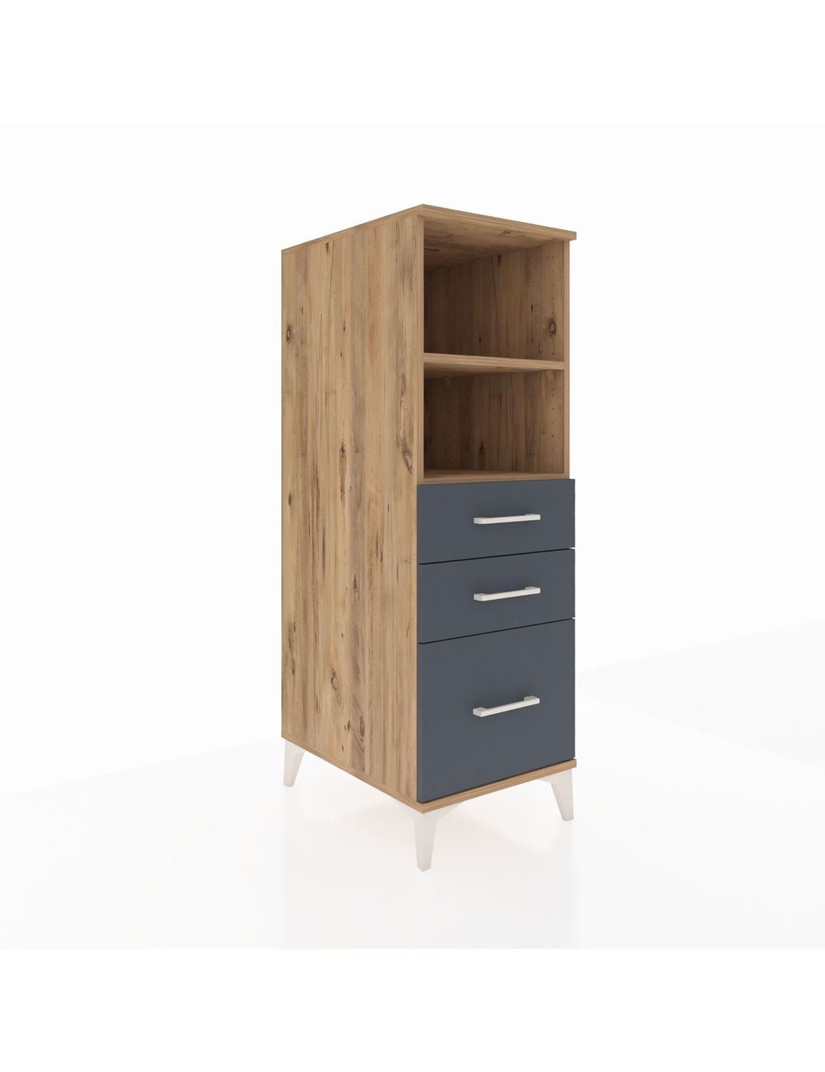 Kronos Dolap 2 Raflı 3 Çekmeceli 44x59x134 Çam-Antrasit