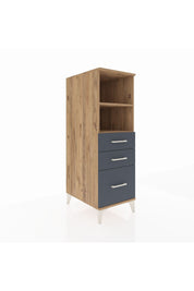 Kronos Dolap 2 Raflı 3 Çekmeceli 44x59x134 Çam-Antrasit