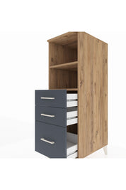 Kronos Dolap 2 Raflı 3 Çekmeceli 44x59x134 Çam-Antrasit