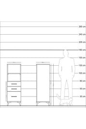 Kronos Dolap 2 Raflı 3 Çekmeceli 44x59x134 Çam-Antrasit
